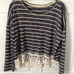 SALE: Rewind Stripe & Lacy Top